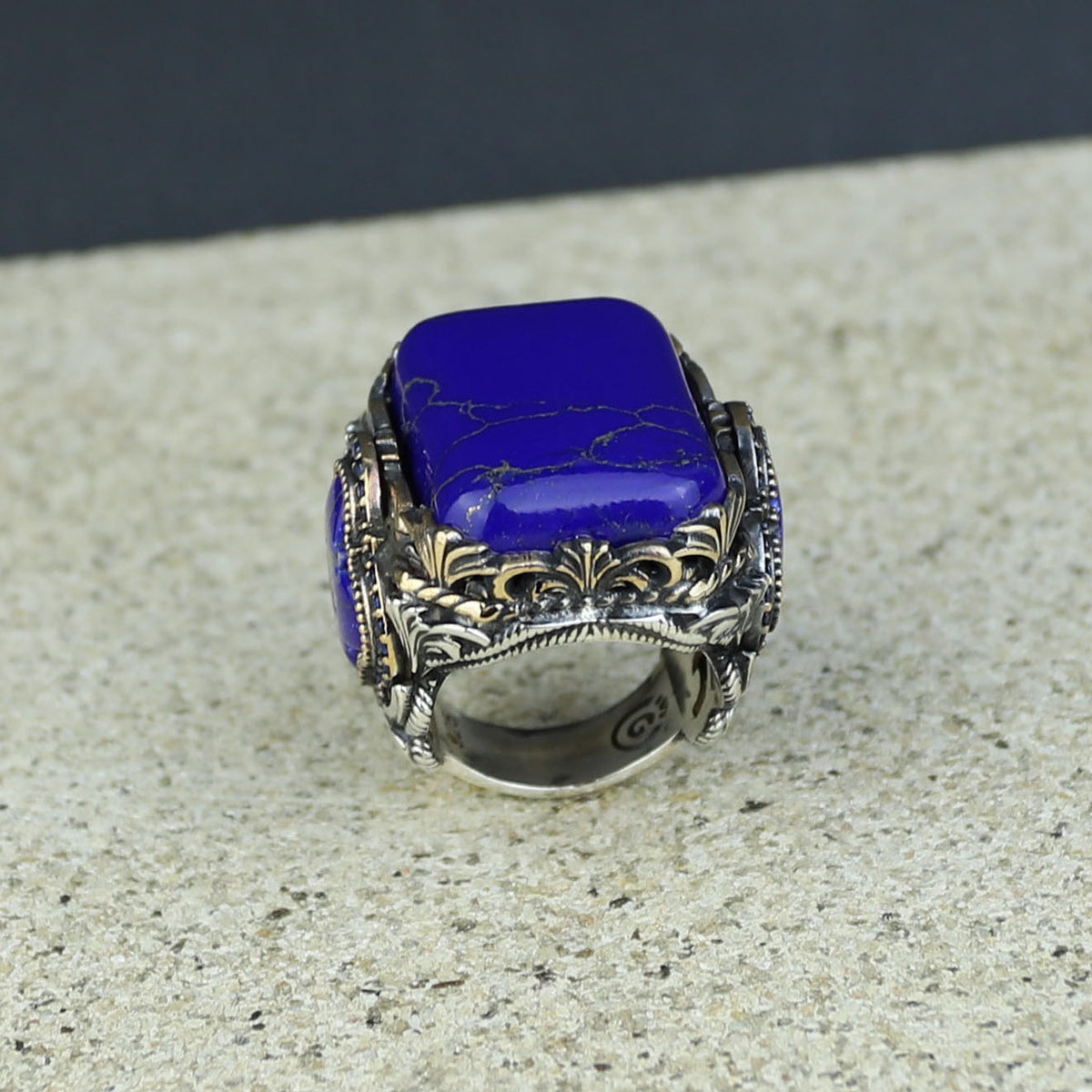 Men Handmade Lapis Lazuli Ottoman Style Ring