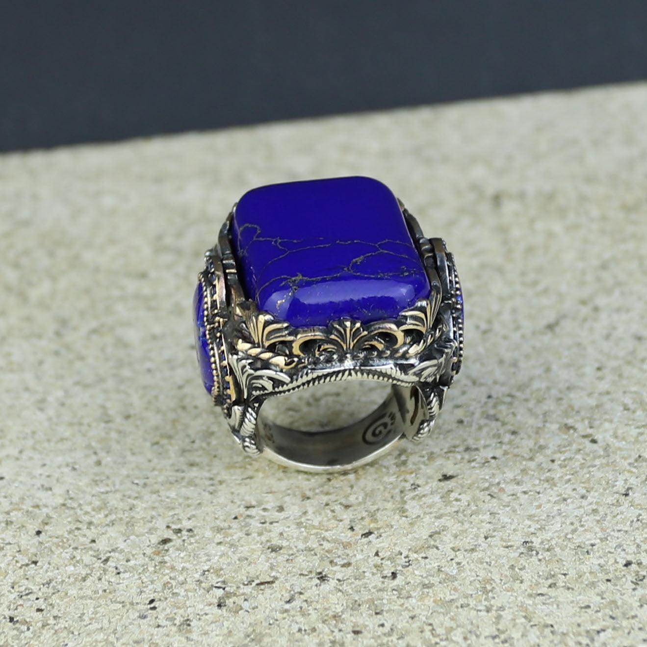 Men Handmade Lapis Lazuli Ottoman Style Ring