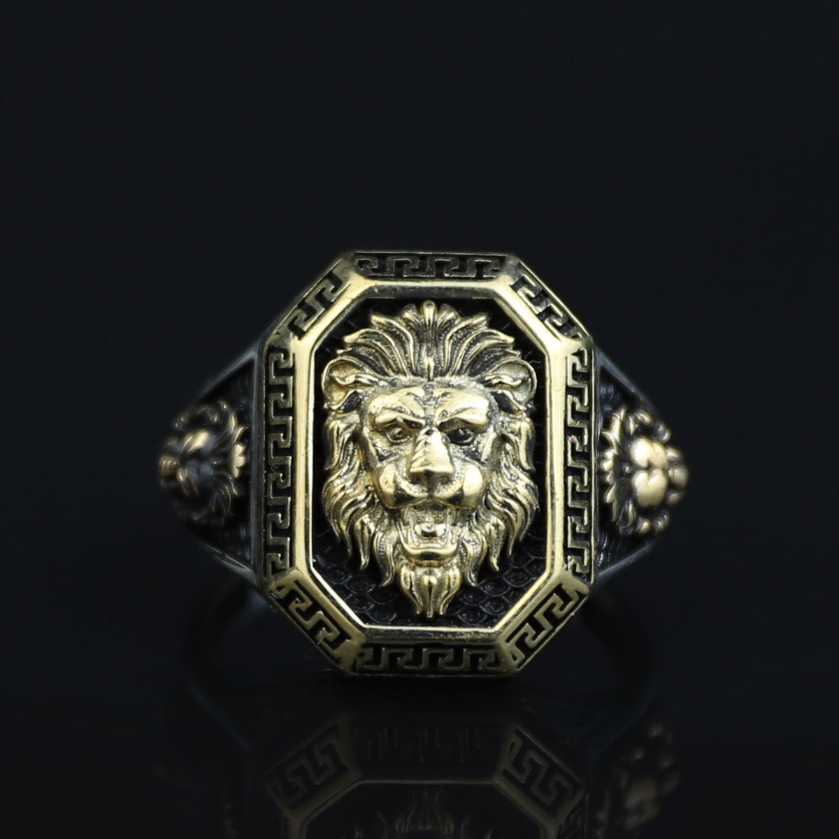 Silver Zodiac Leon Signet Ring, Lion Figured Animal Head Ring, Silver Zodiac Ring, 925k Sterling Silver Ring