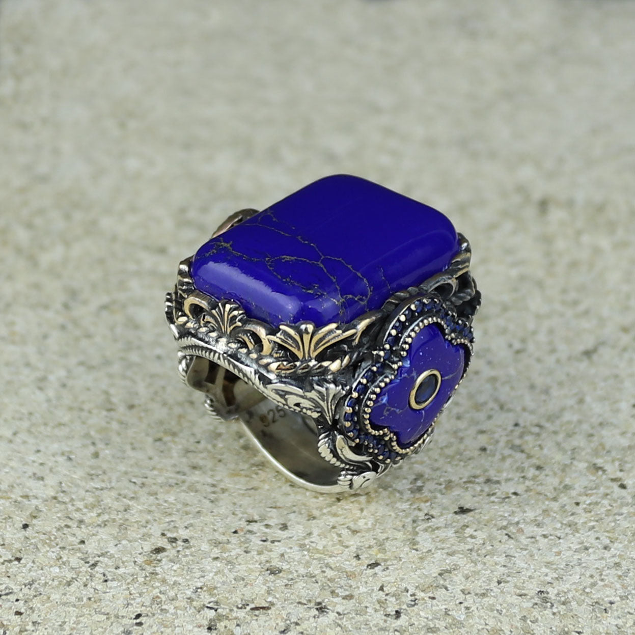 Men Handmade Lapis Lazuli Ottoman Style Ring