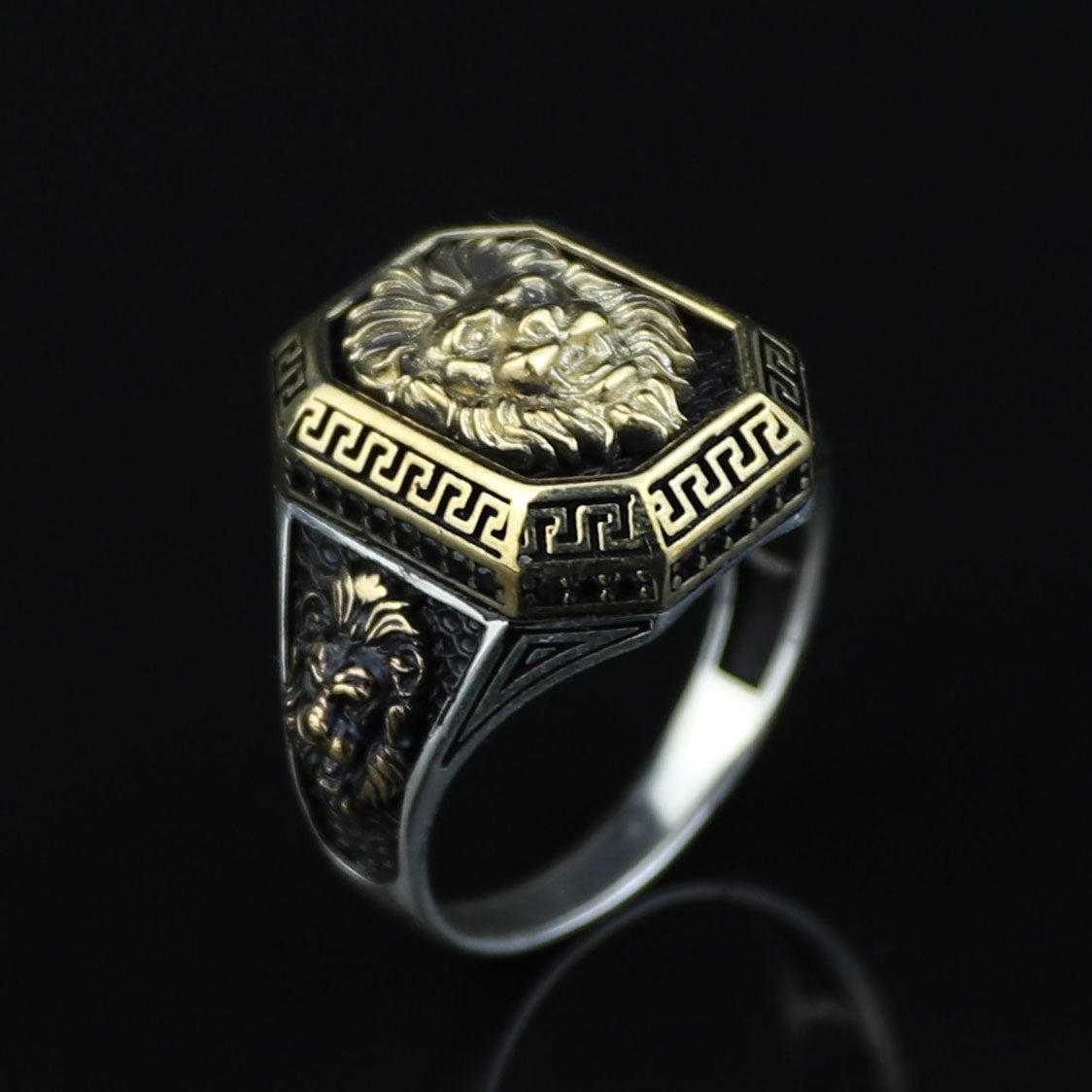 Silver Zodiac Leon Signet Ring, Lion Figured Animal Head Ring, Silver Zodiac Ring, 925k Sterling Silver Ring