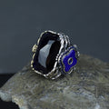 Men Handmade Square Large Sapphire Gemstone Ottoman Ring