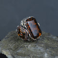 Men Handmade Ottoman Style Large Natural Amber Ring