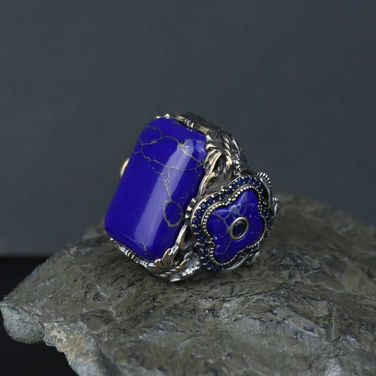 Men Handmade Lapis Lazuli Ottoman Style Ring