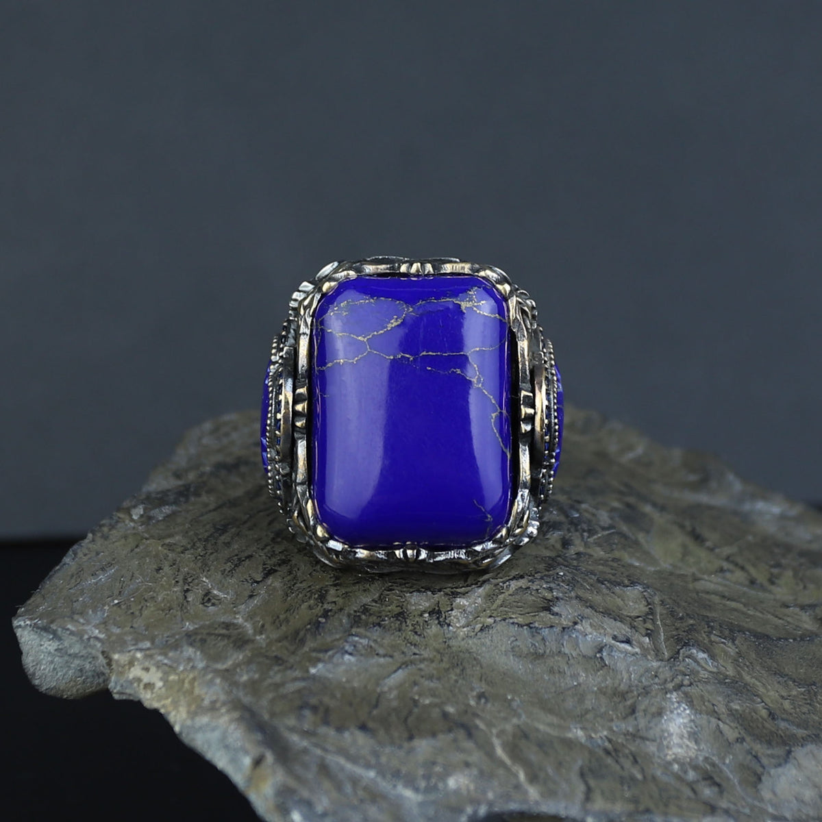 Men Handmade Lapis Lazuli Ottoman Style Ring
