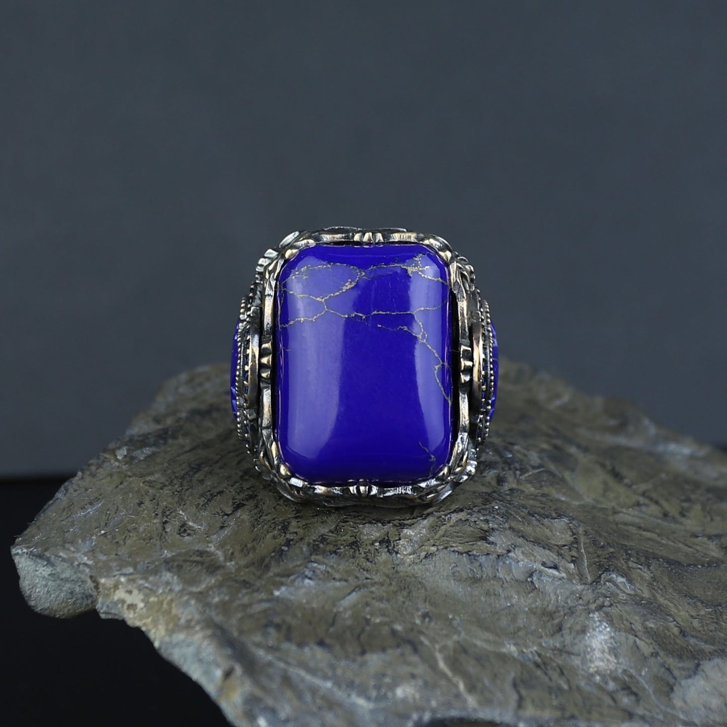 Men Handmade Lapis Lazuli Ottoman Style Ring