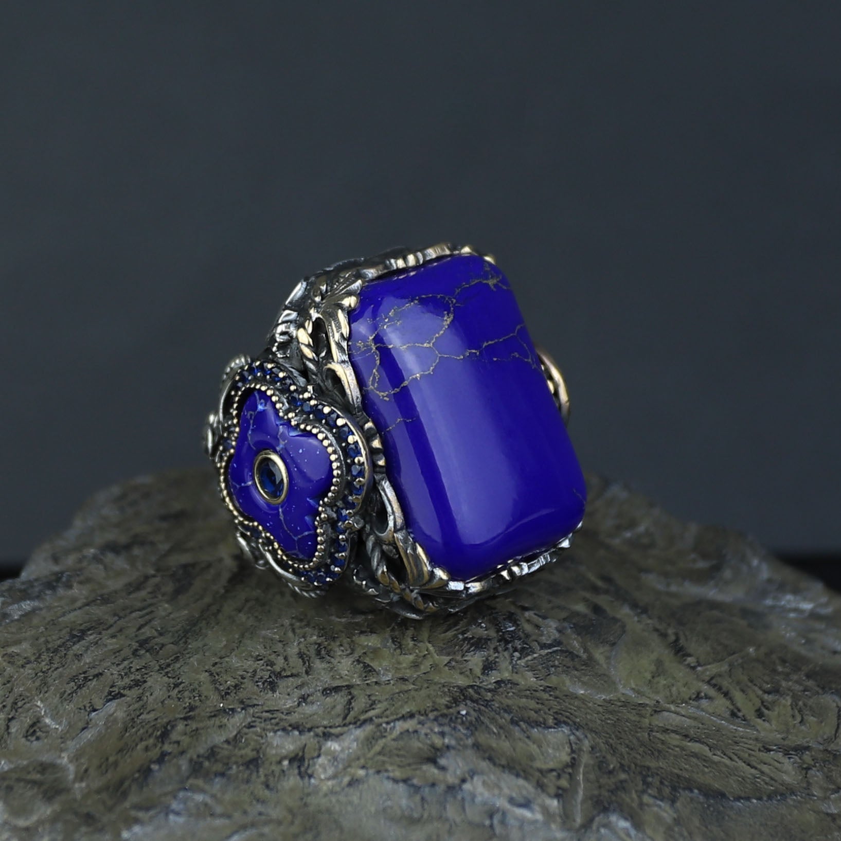 Men Handmade Lapis Lazuli Ottoman Style Ring