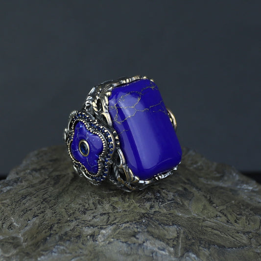 Men Handmade Lapis Lazuli Ottoman Style Ring
