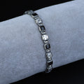 Silver Black Diamond Chain Bracelet, Black Moissanite Vintage Bracelet, Mens Black Diamond Bracelet, Shiny Diamond Bracelet