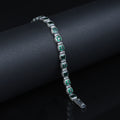 925 Silver Square Emerald Chain Bracelet, Square Cut Green Stone Tennis Bracelet, Men Emerald Diamond Tennis Bracelet, Elegant Bracelet