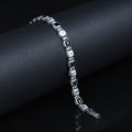 Silver Black Diamond Chain Bracelet, Black Moissanite Vintage Bracelet, Mens Black Diamond Bracelet, Shiny Diamond Bracelet