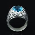 925 Sterling Silver Aquamarine Ring for Men – Vintage Ottoman Style
