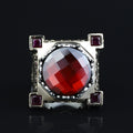 Silver Sword Figured Garnet Ring, Axe Model Men Silver Red Gemstone Ruby Ring, Vintage Ruby Ring, Father Day Gift, Anniversary Gift