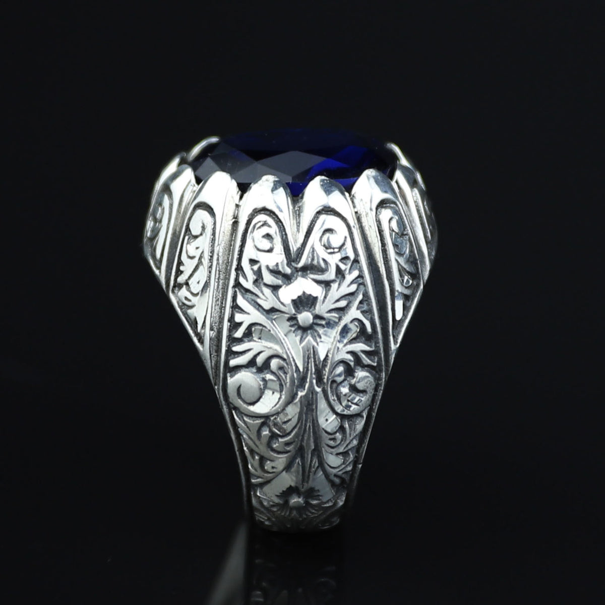 925 Sterling Silver Sapphire Ring for Men – Vintage Ottoman Style