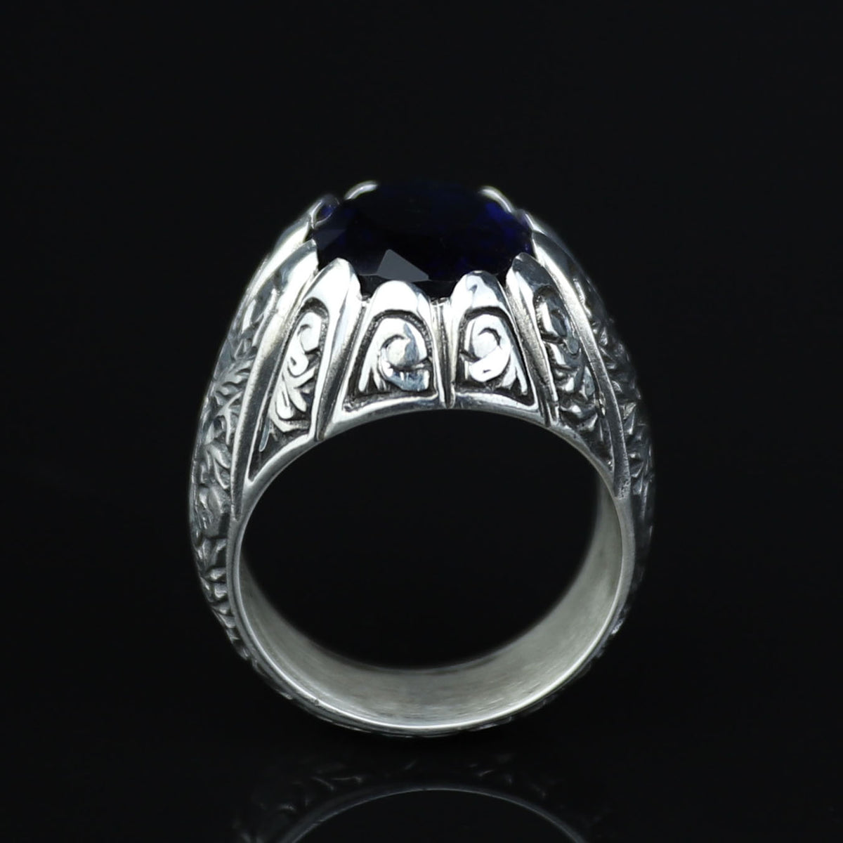 925 Sterling Silver Sapphire Ring for Men – Vintage Ottoman Style