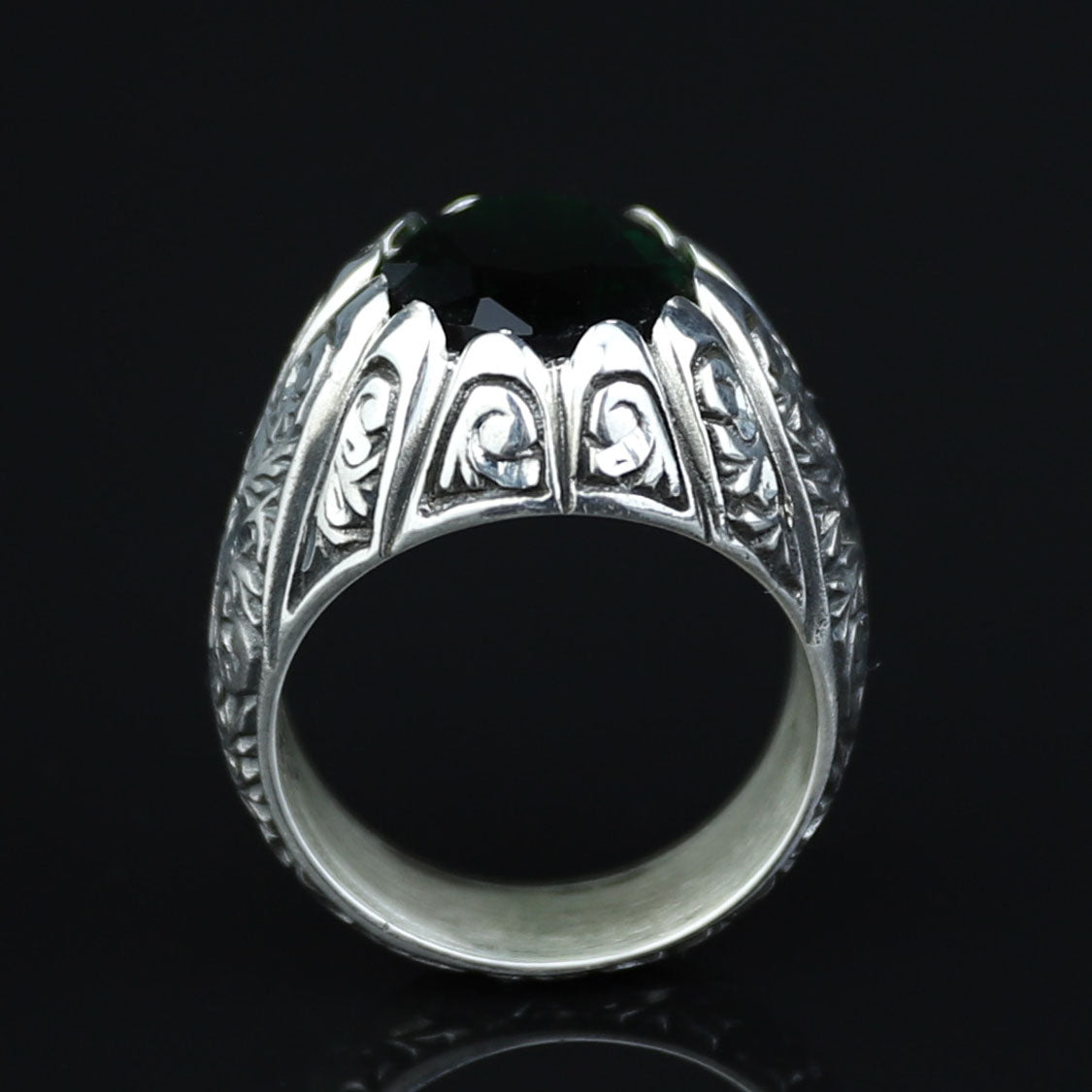 925 Sterling Silver Green Emerald Ring – Vintage Handmade Style