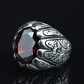 925 Sterling Silver Dark Red Garnet Ring – Vintage Handmade Style