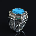 Turkish Handmade Turquoise Ring, Men Large Round Turquoise Ring, Ottoman Style Handmade Ring, Perfect Men Ring