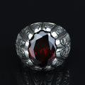 925 Sterling Silver Dark Red Garnet Ring – Vintage Handmade Style