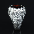 925 Sterling Silver Dark Red Garnet Ring – Vintage Handmade Style