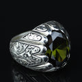 925 Sterling Silver Peridot Ring for Men – Vintage Ottoman Signet Style