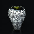 925 Sterling Silver Peridot Ring for Men – Vintage Ottoman Signet Style