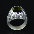 925 Sterling Silver Peridot Ring for Men – Vintage Ottoman Signet Style