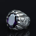 925 Sterling Silver Amethyst Ring for Men – Handmade Vintage Style