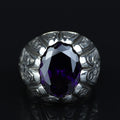 925 Sterling Silver Amethyst Ring for Men – Handmade Vintage Style