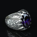925 Sterling Silver Amethyst Ring for Men – Handmade Vintage Style