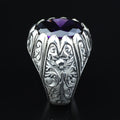 925 Sterling Silver Amethyst Ring for Men – Handmade Vintage Style