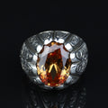 925 Sterling Silver Citrine Ring for Men – Handmade Vintage Style