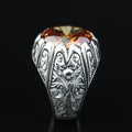 925 Sterling Silver Citrine Ring for Men – Handmade Vintage Style