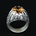 925 Sterling Silver Citrine Ring for Men – Handmade Vintage Style