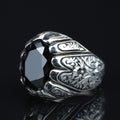 Silver Black Moissanite Ring for Men – Ottoman Style. 925