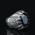 Silver Black Moissanite Ring for Men – Ottoman Style. 925