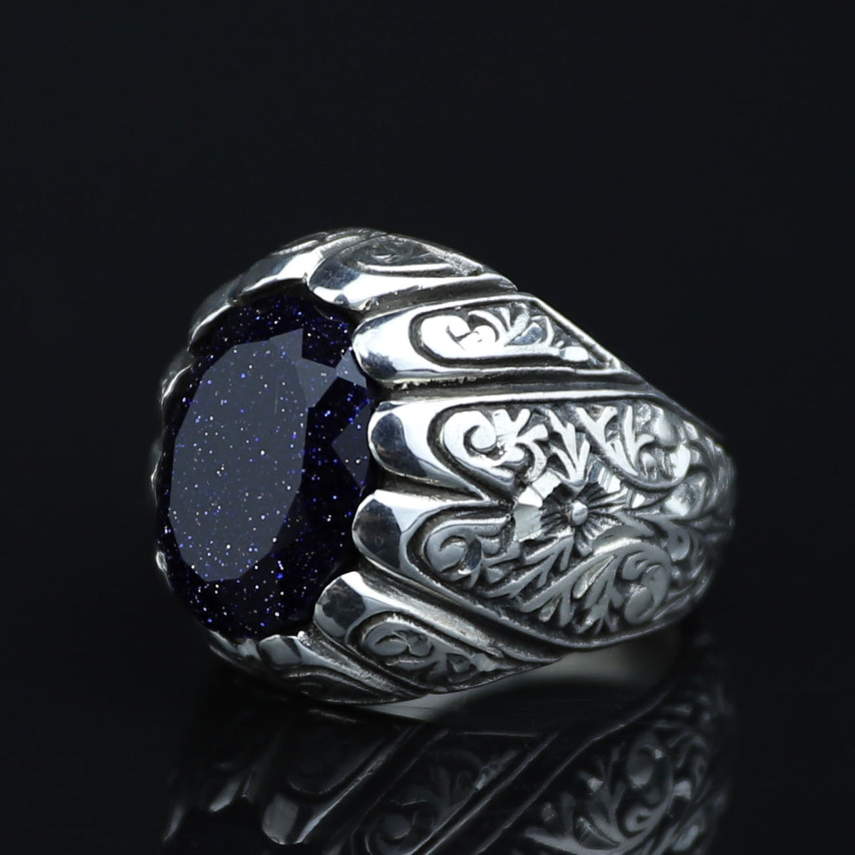 Star Stone Ring for Men – Handmade Vintage Style 925 Sterling Silver