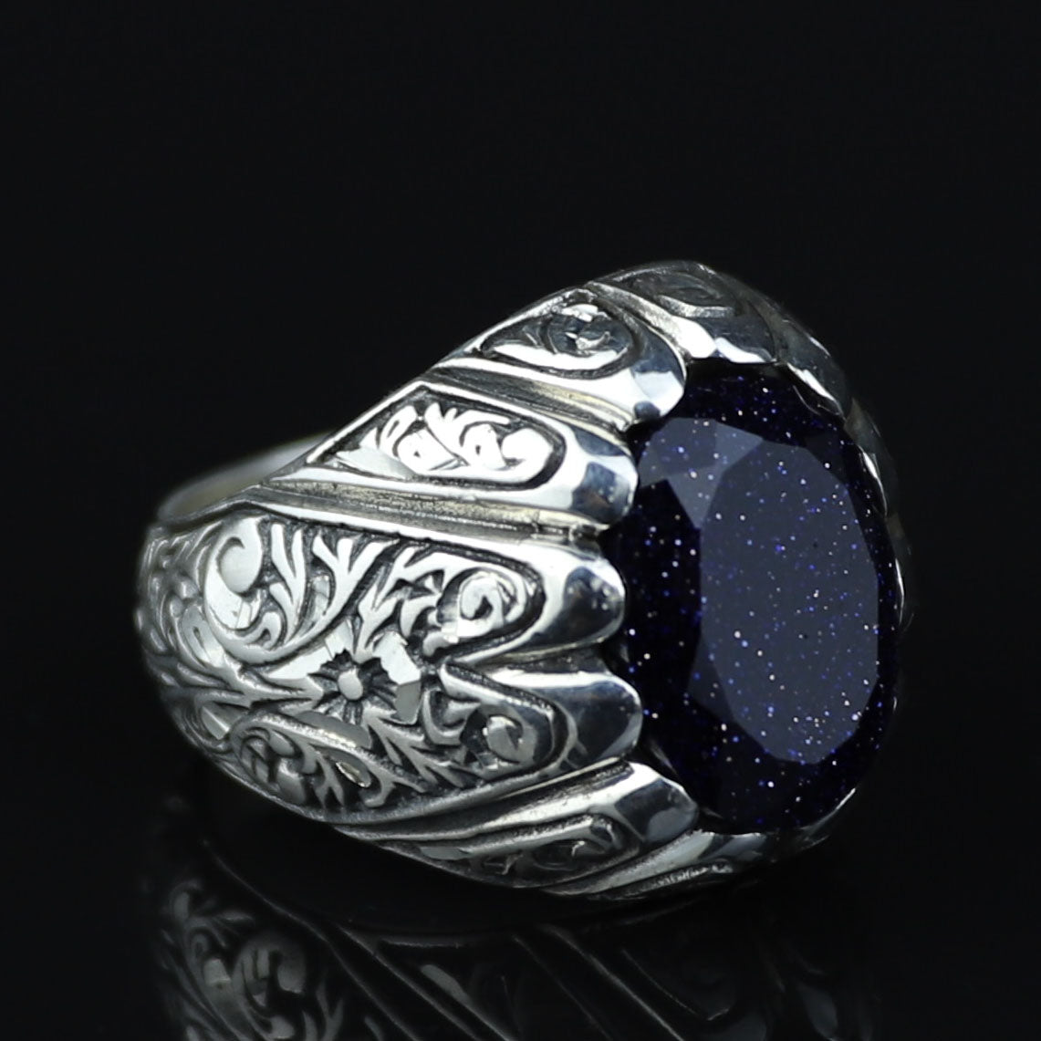 Star Stone Ring for Men – Handmade Vintage Style 925 Sterling Silver