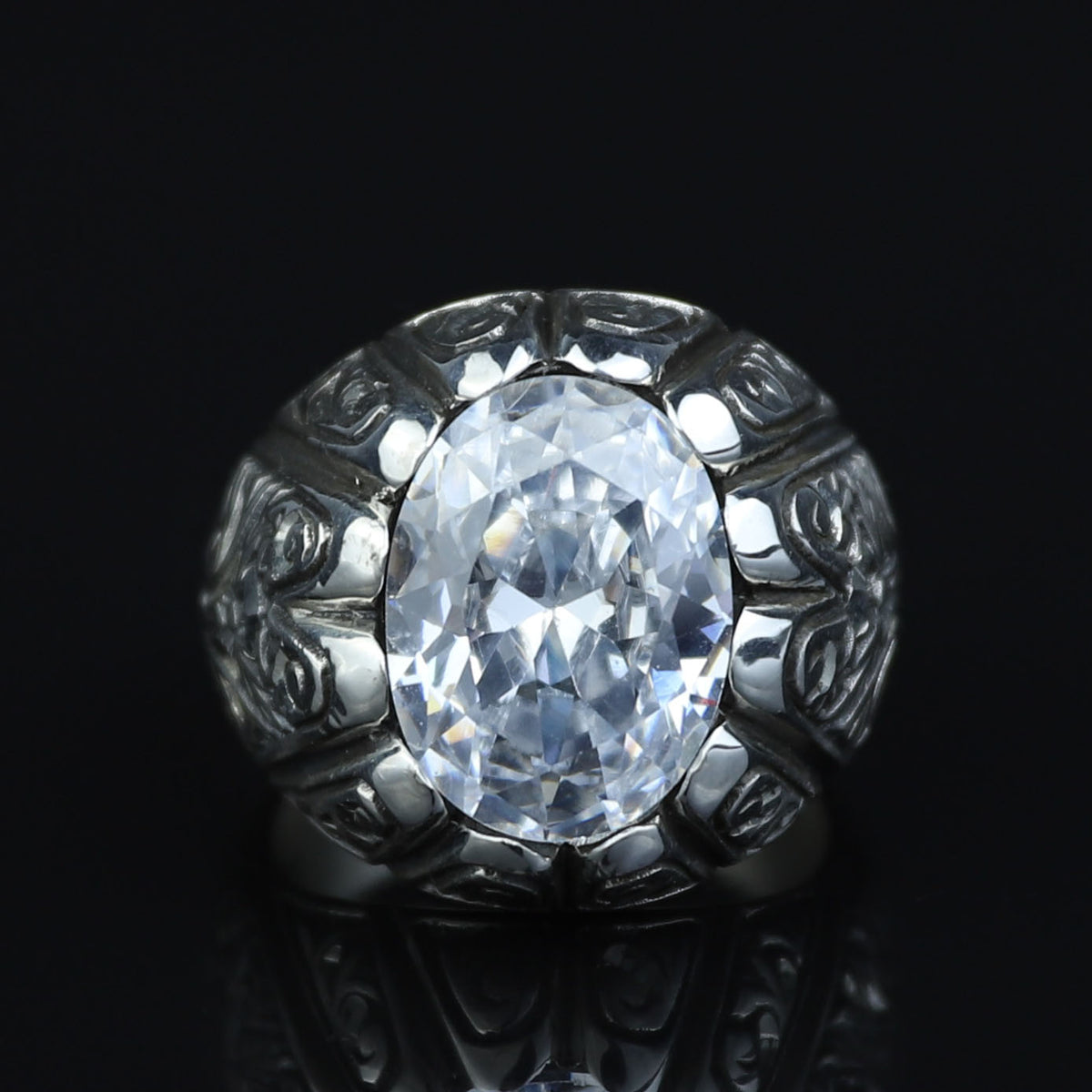 925 Sterling Silver Moissanite Ring for Men Vintage Ottoman Style