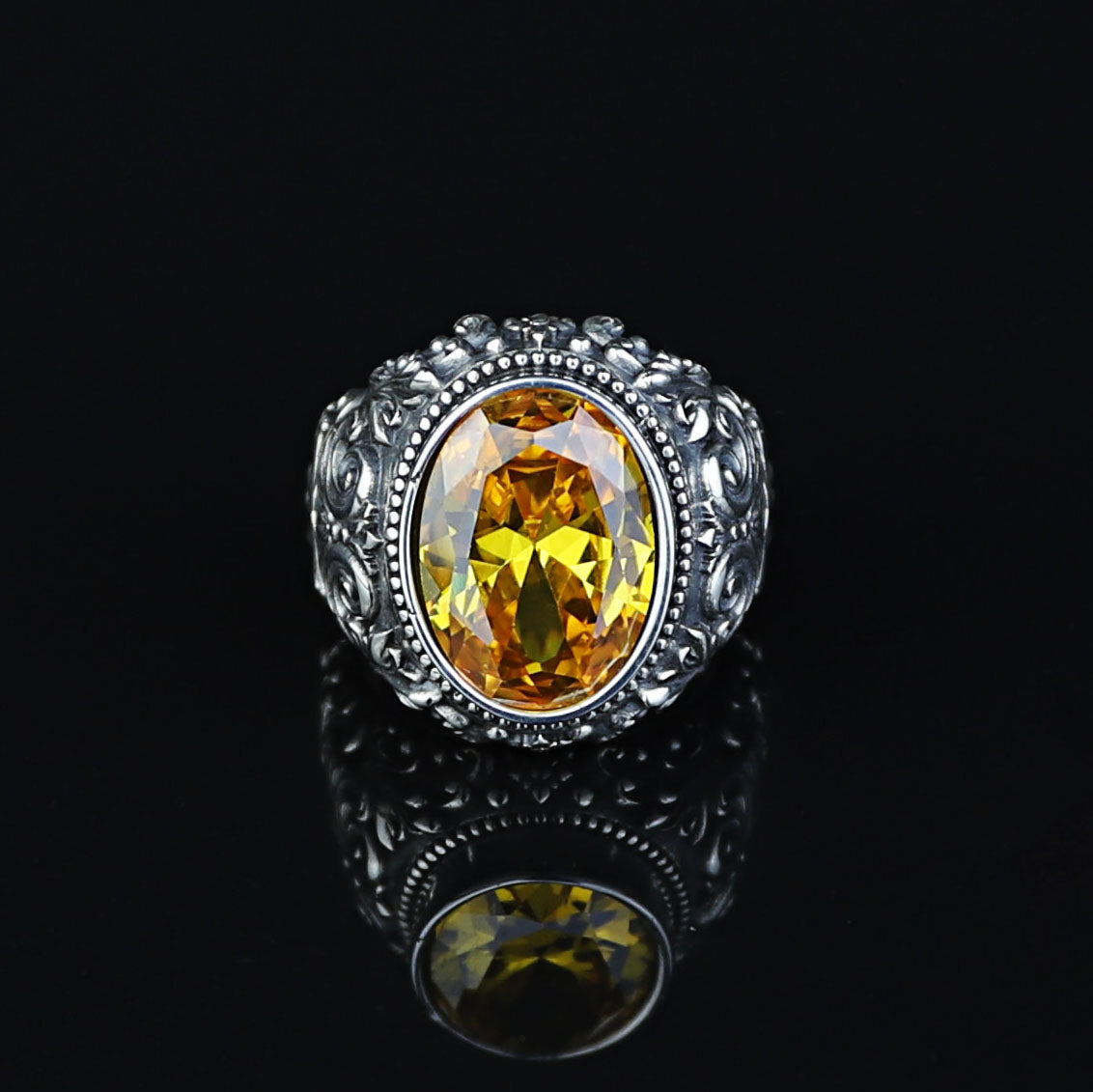 925 Sterling Silver Handmade Oval Citrine Gemstone Ring
