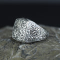 Silver Engraved Gothic Ring, Statement Engraved Signet Ring, Hand Engraved Signet Ring, Unisex Band Ring