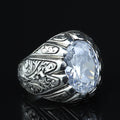 925 Sterling Silver Moissanite Ring for Men Vintage Ottoman Style