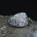 Silver Engraved Gothic Ring, Statement Engraved Signet Ring, Hand Engraved Signet Ring, Unisex Band Ring