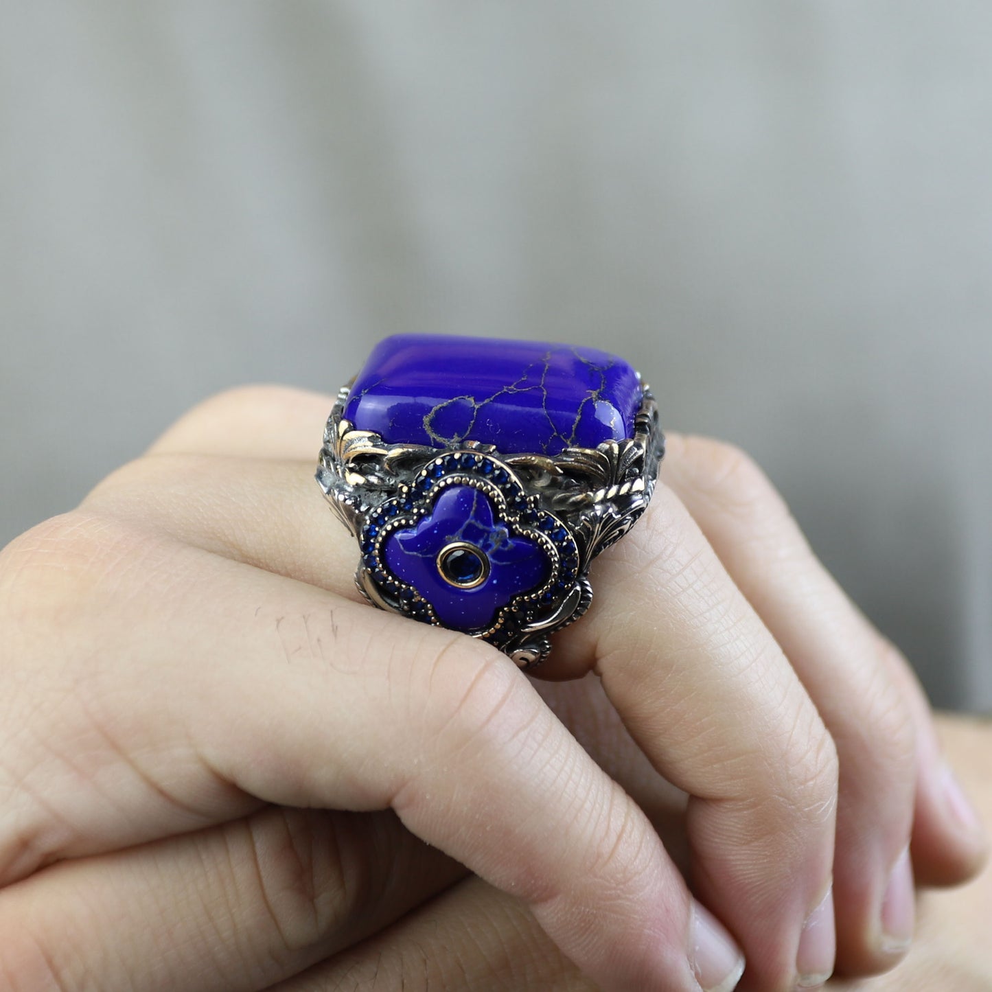 Men Handmade Lapis Lazuli Ottoman Style Ring