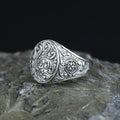 Silver Engraved Gothic Ring, Statement Engraved Signet Ring, Hand Engraved Signet Ring, Unisex Band Ring, 925k Sterling Silver
