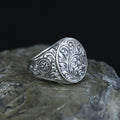 Silver Engraved Gothic Ring, Statement Engraved Signet Ring, Hand Engraved Signet Ring, Unisex Band Ring, 925k Sterling Silver