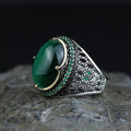 Green Tiger Eye Sterling Silver Ring, Turkish Handmade Design Ring, Silver Men's Jewelry, Natural Gemstone Ring, 925 Sterling Silver