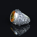 925 Sterling Silver Handmade Oval Citrine Gemstone Ring