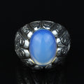 925 Sterling Silver Moonstone Ring for Men Natural Rainbow Moonstone Vintage Style