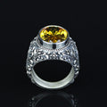 925 Sterling Silver Handmade Oval Citrine Gemstone Ring